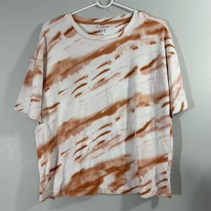 Studio 1886 Women Top Tie-Dye Crewneck T-Shirt Orange Size Small Regular
